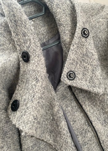 Gri Düğmeli Midi Kaban - Görsel 4