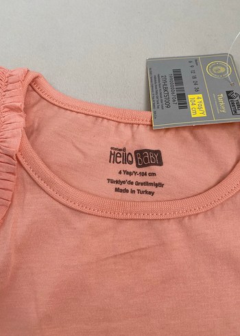 Kız Çocuk Pembe Fırfırlı Pamuklu Tişört - Görsel 2