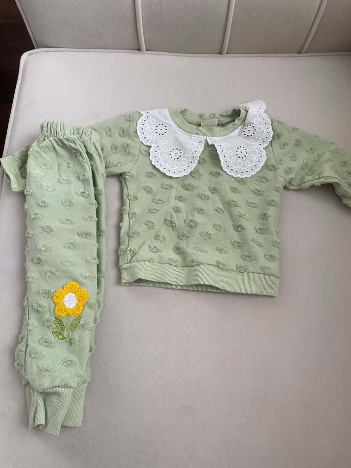 Nakışlı Beyaz Bebek takım - Görsel 2