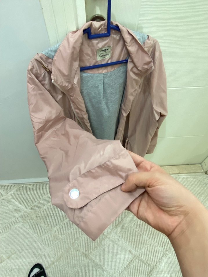 Pembe Midi Kadın Ceket Fermuarlı Cepli - Görsel 5