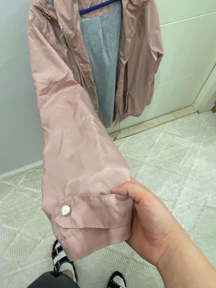 Pembe Midi Kadın Ceket Fermuarlı Cepli - Görsel 4