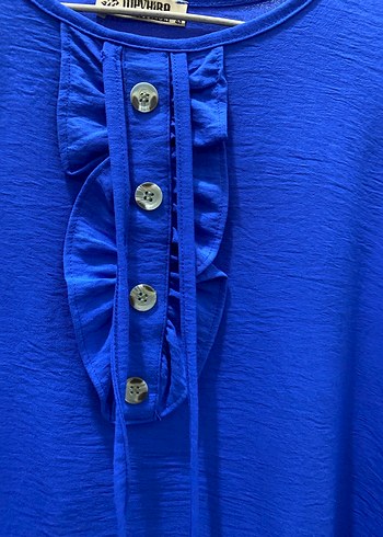 Kadın Mavi Uzun Kollu Bol Kesim Tunik - Görsel 2