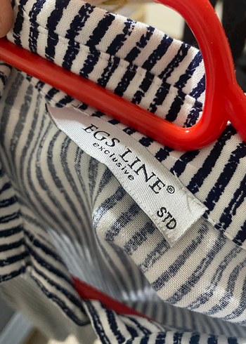 Gri Çizgili Uzun Keten gömlek - Görsel 3