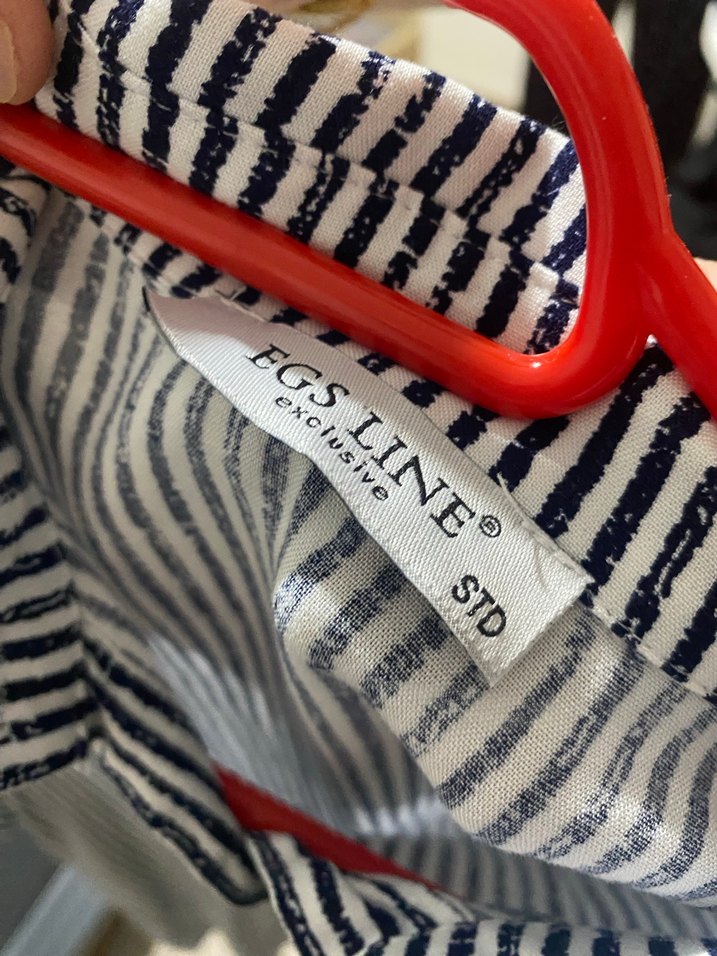 Gri Çizgili Uzun Keten gömlek - Görsel 3