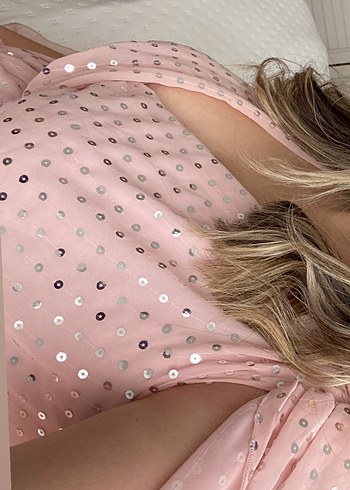 Kadım pembe pul payet elbise - Görsel 2