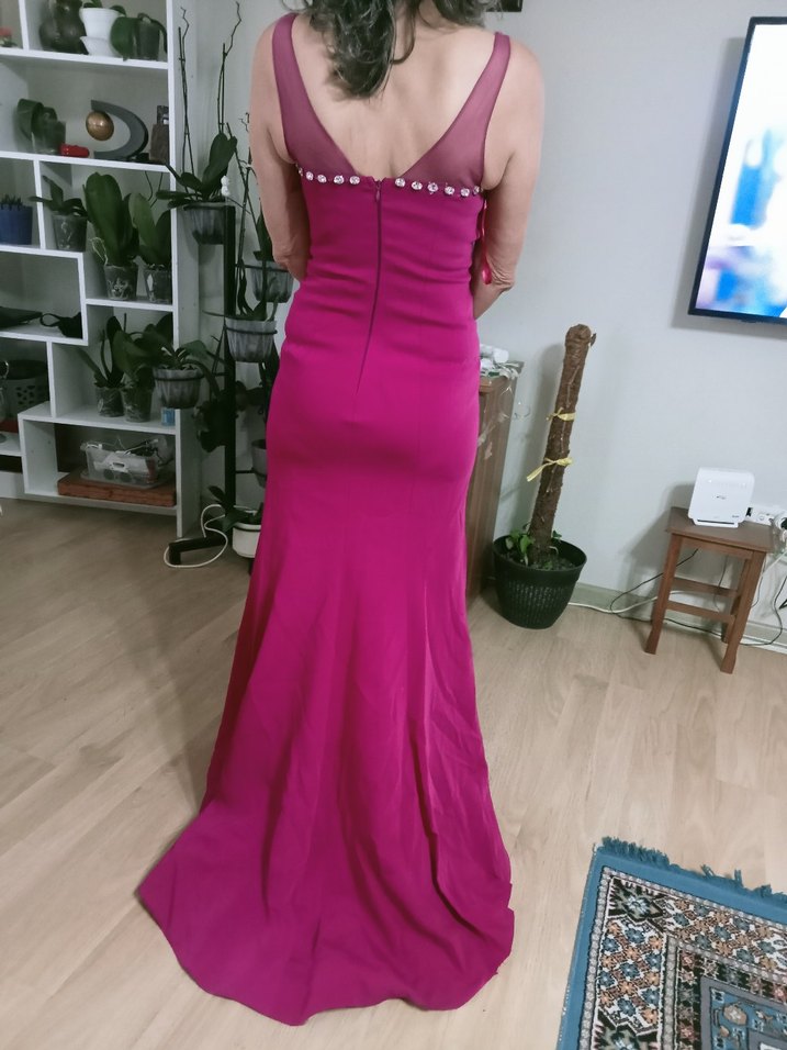 Pembe Payetli Uzun Abiye Elbise - Görsel 2