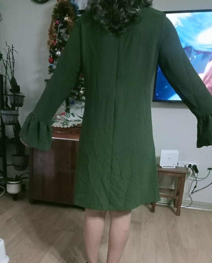 Uzun Kollu, Salaş Kesim Midi Elbise - Görsel 2