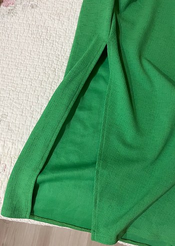 Yeşil Drapeli Uzun Kadın Elbise - Görsel 2