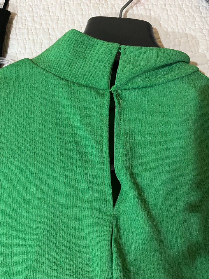 Yeşil Drapeli Uzun Kadın Elbise - Görsel 3