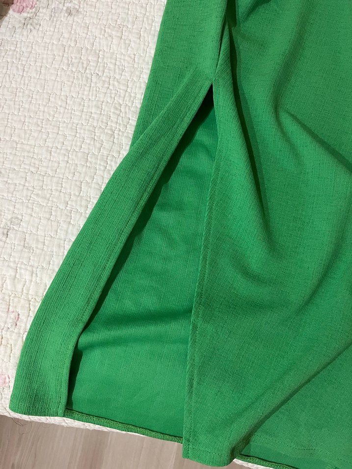 Yeşil Drapeli Uzun Kadın Elbise - Görsel 2