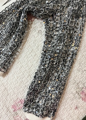 Bohem Gri V Yaka Örgü Kadın Hırka - Görsel 2