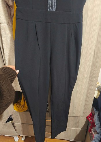 Siyah V Yaka kolsuz tulum - Görsel 2