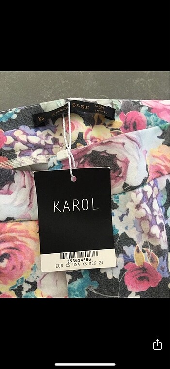 xs Beden Karol Çiçekli Pantolon