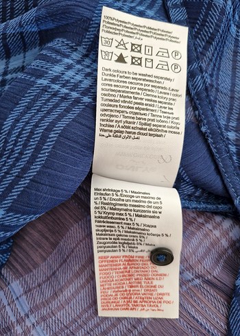 Only Anvelop Ekose Desenli Mavi Şifon Kadın Gömlek S-36 - Görsel 11