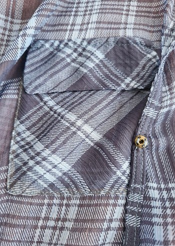 Only Anvelop Ekose Desenli Mavi Şifon Kadın Gömlek S-36 - Görsel 13