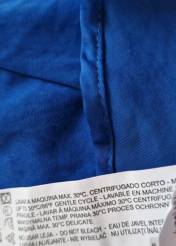 Saten Eteği Volanlı Mavi Bluz S-36 - Görsel 8