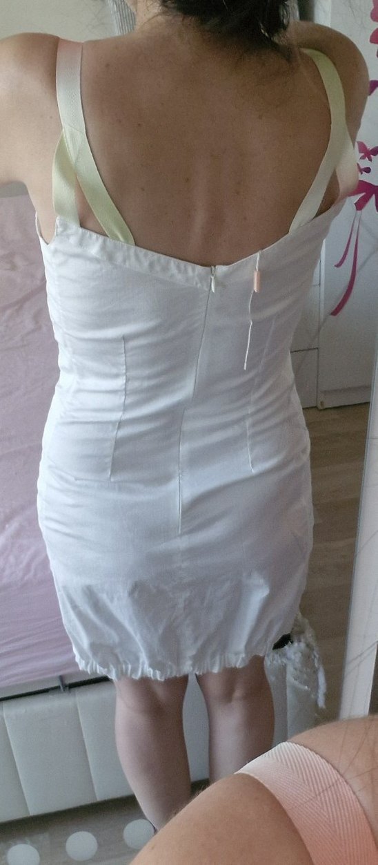 Gizia Beyaz V Yakalı Pamuk Dizüstü Elbise M-38 - Görsel 3