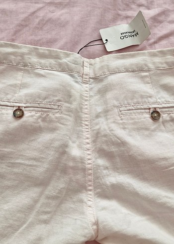 Mango Etiketli Keten Toz Pembe Yazlık Kadın Pantolon S-36 - Görsel 5