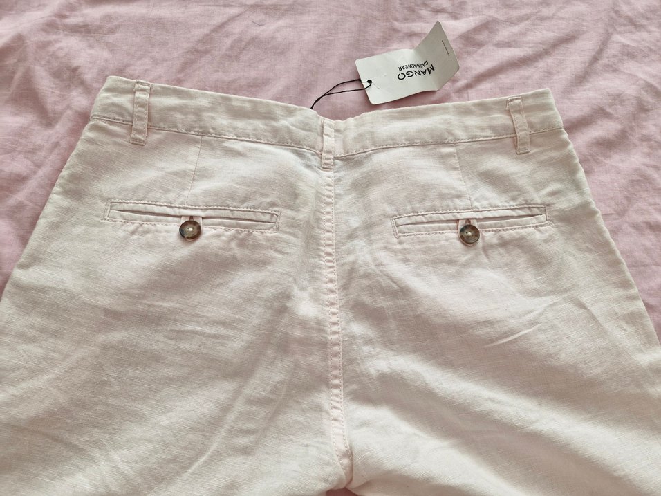 Mango Etiketli Keten Toz Pembe Yazlık Kadın Pantolon S-36 - Görsel 5