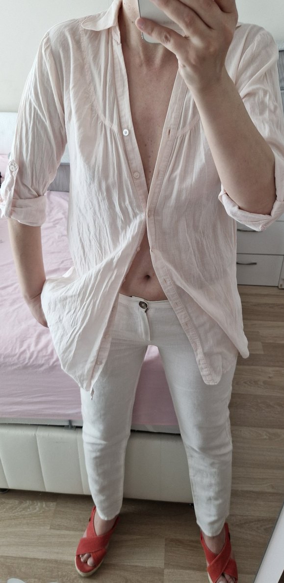 Mango Etiketli Keten Toz Pembe Yazlık Kadın Pantolon S-36 - Görsel 2