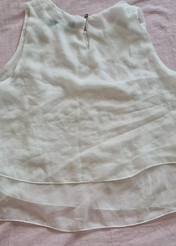 Quzu Crop Beyaz Şifon Kat Kat Bluz S-36 - Görsel 8