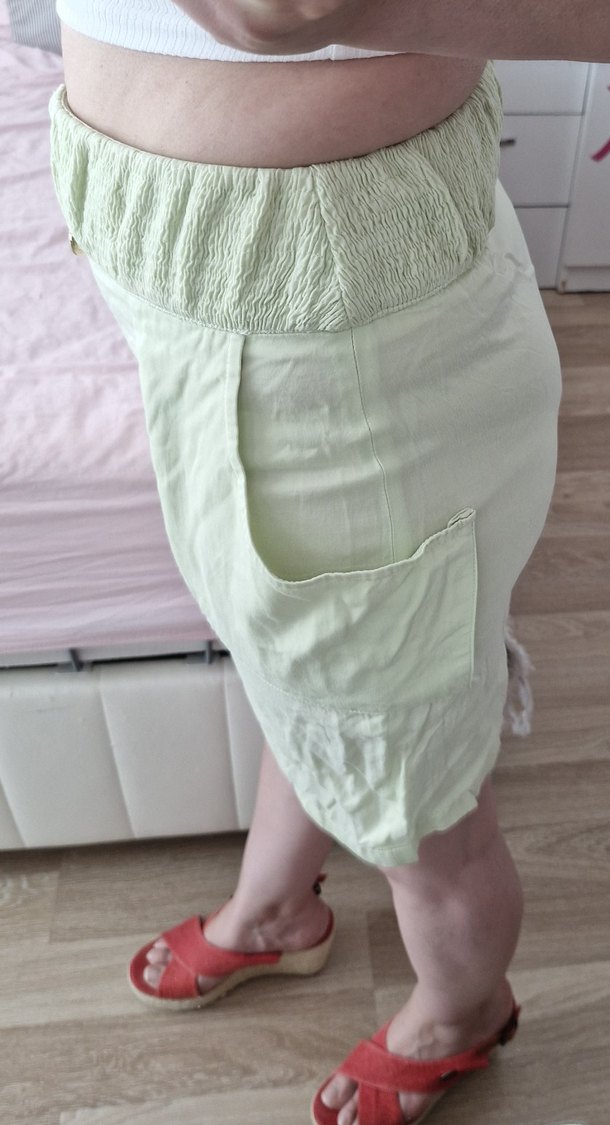 Gizia Cupra Önden Fermuarlı Yazlık Yeşil Etek M-38 - Görsel 4