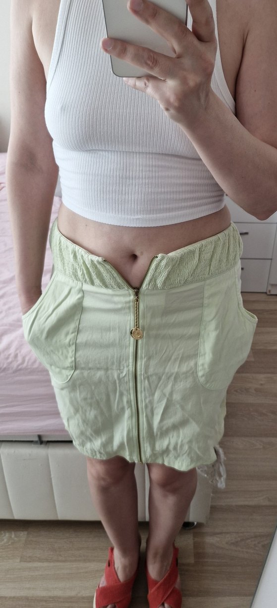 Gizia Cupra Önden Fermuarlı Yazlık Yeşil Etek M-38 - Görsel 5