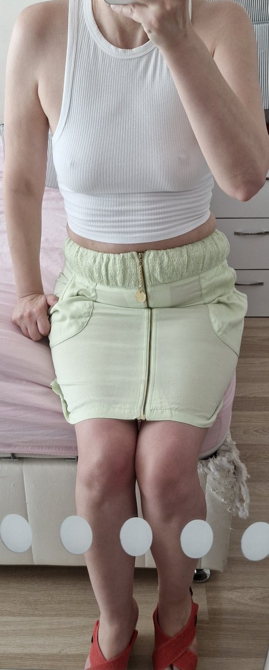 Gizia Cupra Önden Fermuarlı Yazlık Yeşil Etek M-38 - Görsel 2