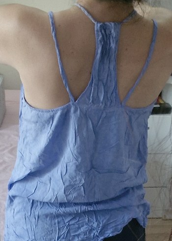 Bohem Mavi Pamuk Tunik Bluz L - Görsel 4