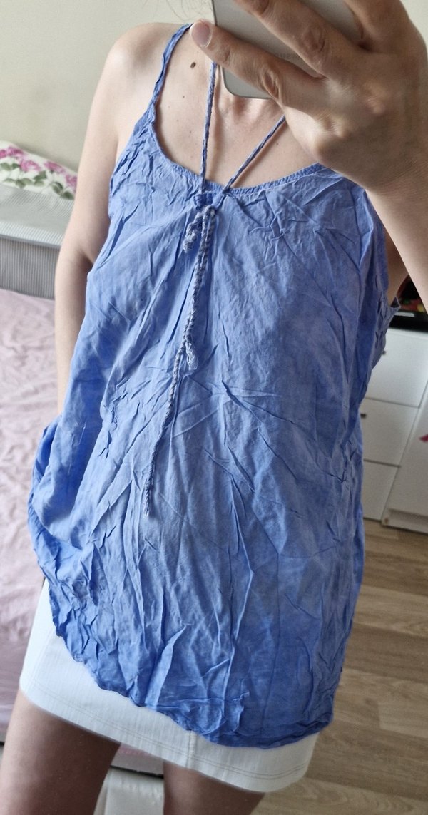 Bohem Mavi Pamuk Tunik Bluz L - Görsel 5