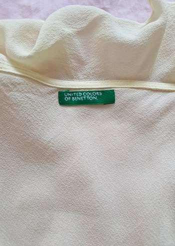 Benetton Sarı V Yakalı Yandan Bağlamalı Fırfırlı Bluz S-M - Görsel 8