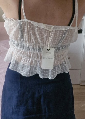 Never More İnce Askılı Beyaz Dantel Detaylı Büstiyer S-36 - Görsel 5