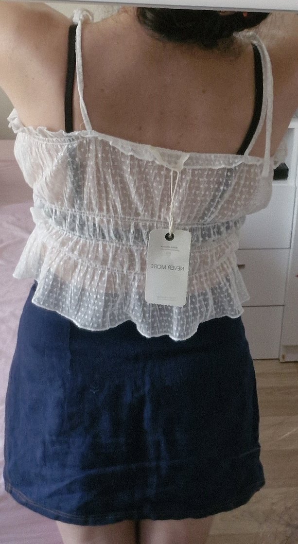 Never More İnce Askılı Beyaz Dantel Detaylı Büstiyer S-36 - Görsel 5