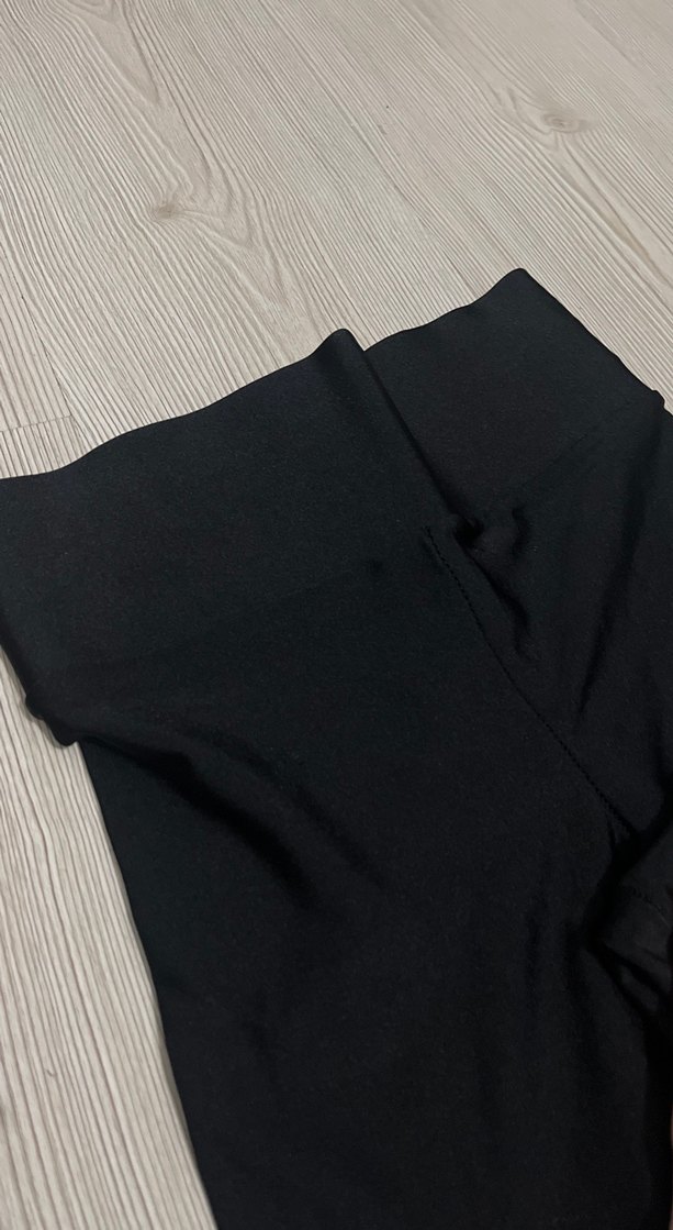 Siyah Elastik parlak kumaş Spor Tayt - Görsel 2