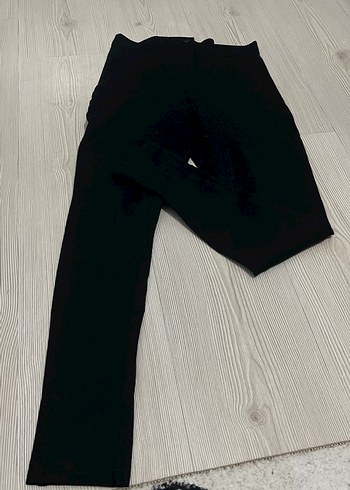 Düğmeli Siyah Kadın kalın Kumaş Pantolon - Görsel 2