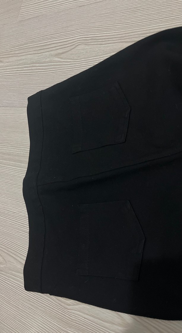 Düğmeli Siyah Kadın kalın Kumaş Pantolon - Görsel 3