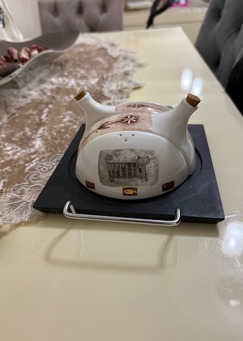 Desenli Beyaz Seramik baharat seti - Görsel 2