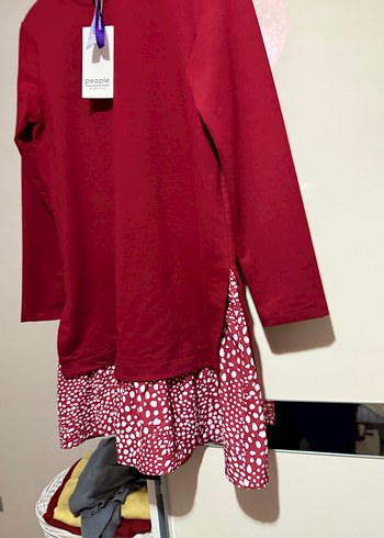 Bordo Desenli Uzun Kollu Hamile Tunik - Görsel 4