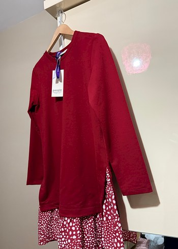 Bordo Desenli Uzun Kollu Hamile Tunik - Görsel 3