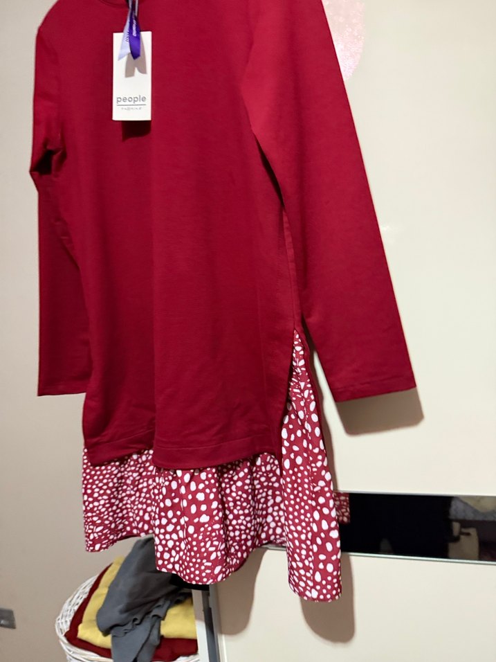 Bordo Desenli Uzun Kollu Hamile Tunik - Görsel 4