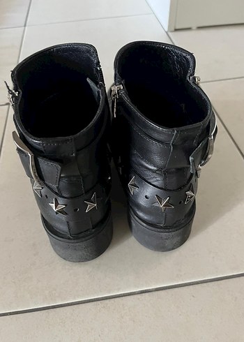 Kadın Siyah Parlak Deri Rock Punk Bot - Görsel 2