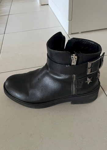 Kadın Siyah Parlak Deri Rock Punk Bot - Görsel 4