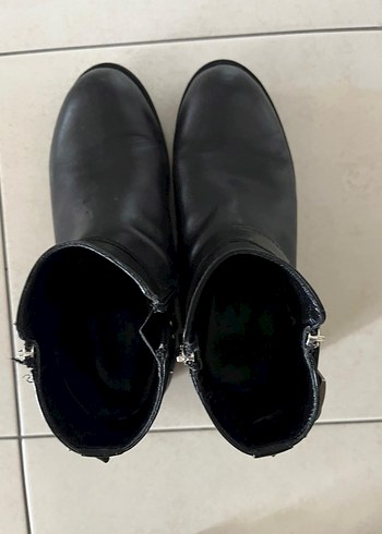 Kadın Siyah Parlak Deri Rock Punk Bot - Görsel 3