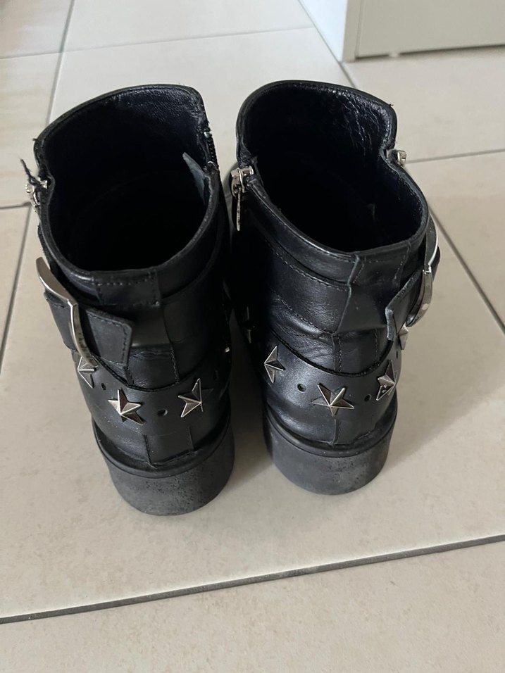 Kadın Siyah Parlak Deri Rock Punk Bot - Görsel 2