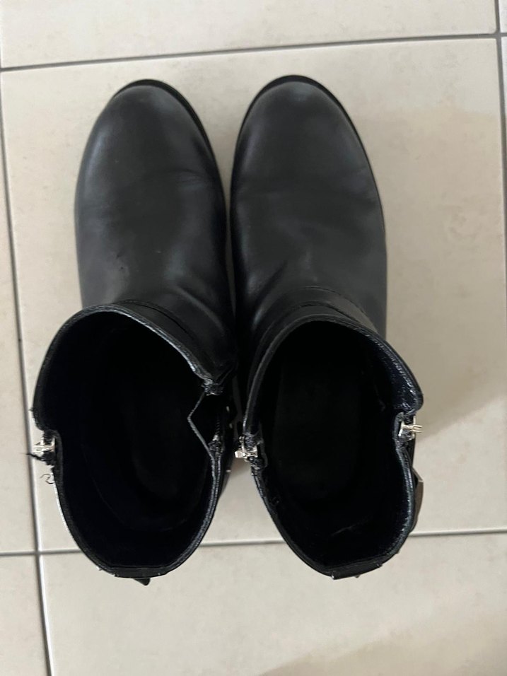 Kadın Siyah Parlak Deri Rock Punk Bot - Görsel 3