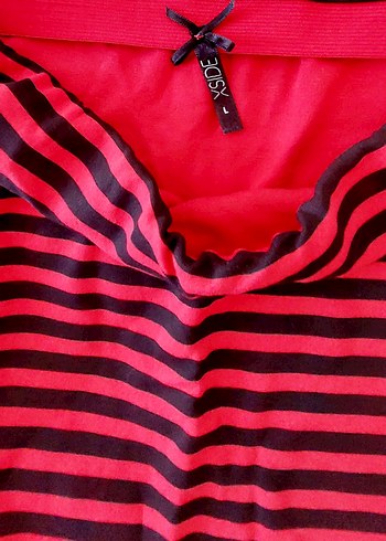 Kırmızı Çizgili Pilili Hamile Midi Etek - Görsel 2