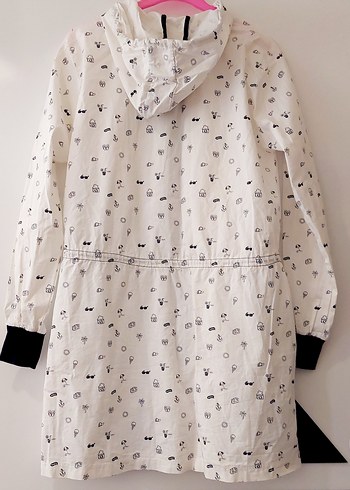 Düğmeli Beyaz Midi Kadın Yağmurluk - Görsel 2