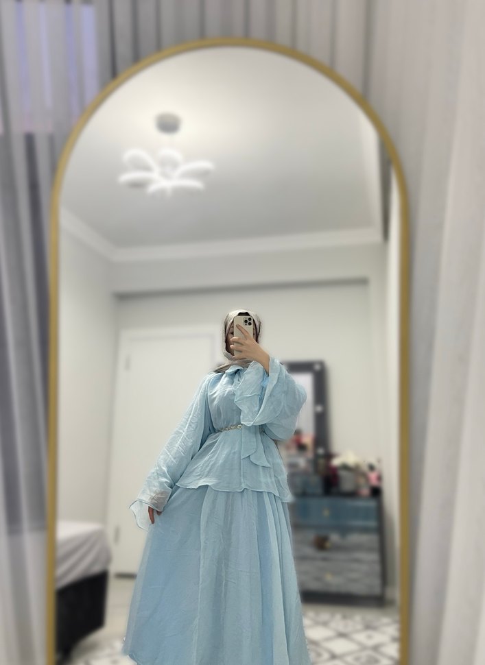 Tesettür Uzun Mavi ikili takım - Görsel 2