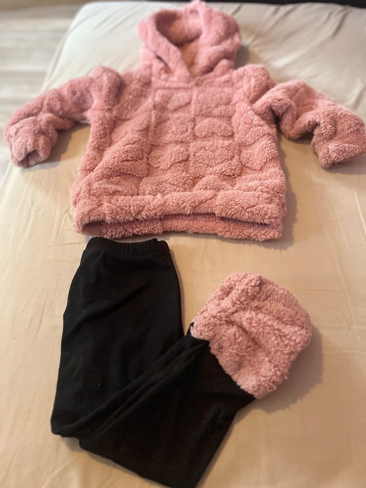 Pembe Peluş Detaylı Kız Eşofman Takımı - Görsel 2