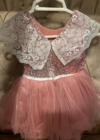 Dantel Detaylı Pembe Kız Çocuk Elbise - Görsel 5